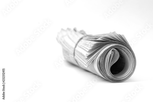 Newspaper Rolled up Isolated on White for News