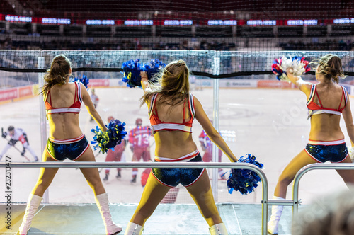 Schilderij op canvas Dancing cheer leaders on hockey