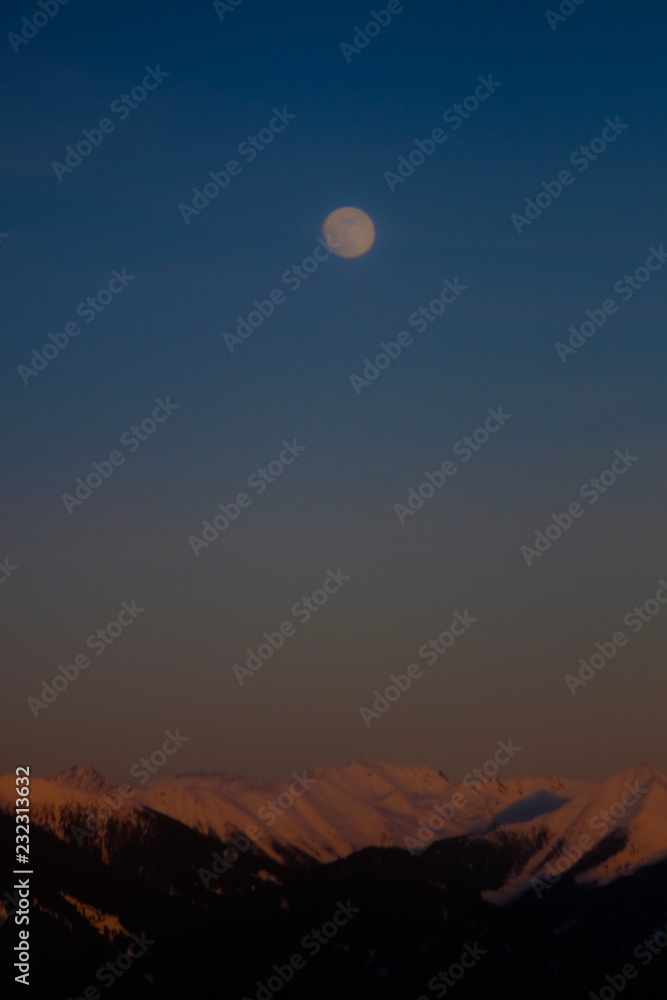 The moon in the Mountains The moon in the Mountains