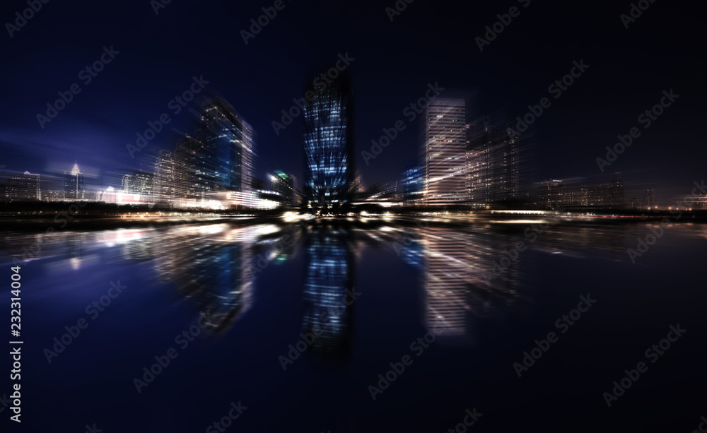 Fototapeta premium Bangkok night light with motion blur