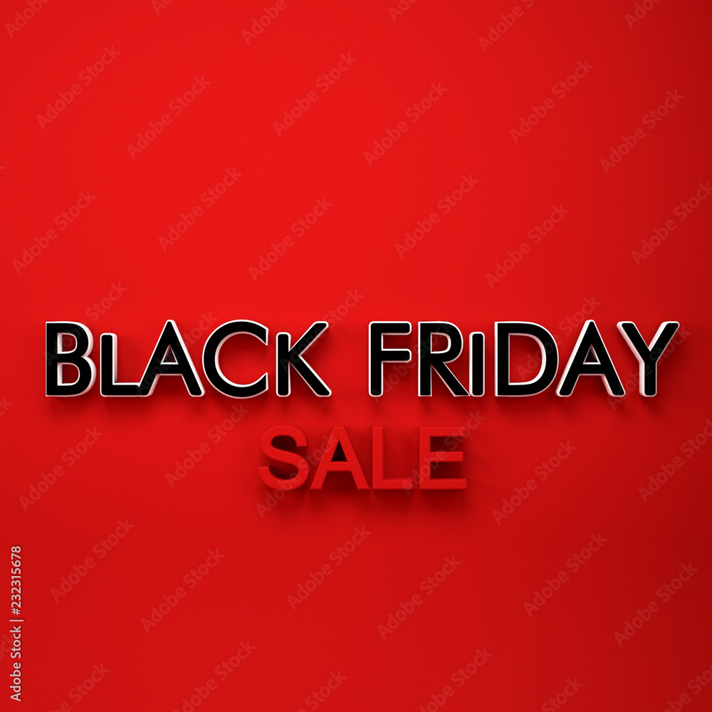 Black Friday Sale isolated words on red background