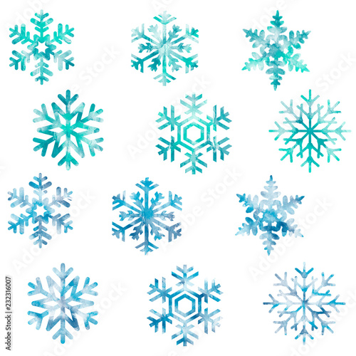Snowflakes, snow, new year, christmas, cold, pattern, set