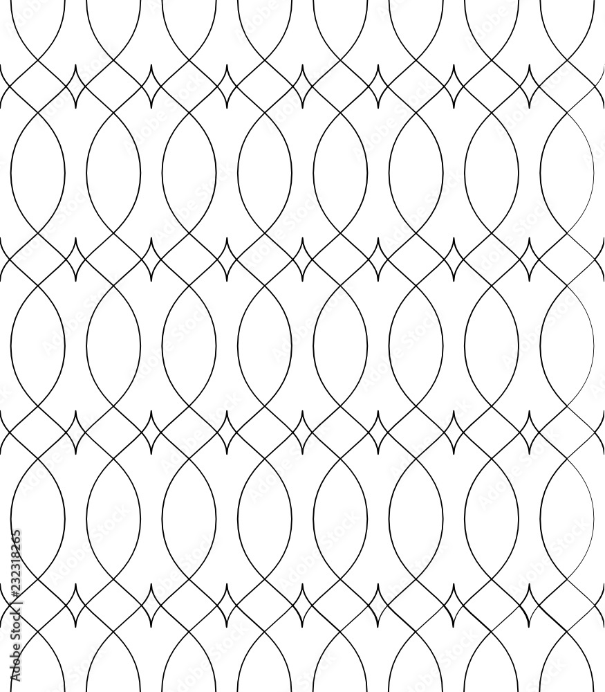 Naklejka premium Vector seamless texture. Modern geometric background with thin wriggling threads.