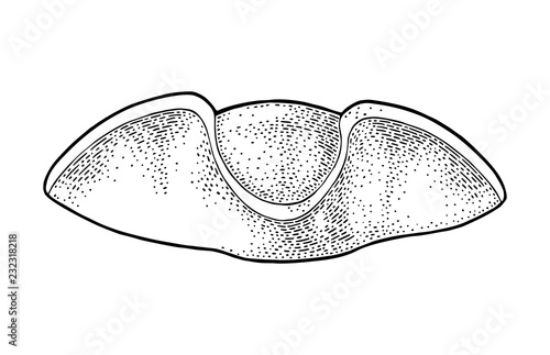 Pirate cocked hat. Black vintage engraving vector