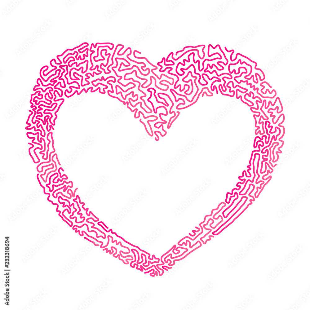 Detailed decorated heart shape icon. Vector illustration.