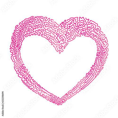 Detailed decorated heart shape icon. Vector illustration.