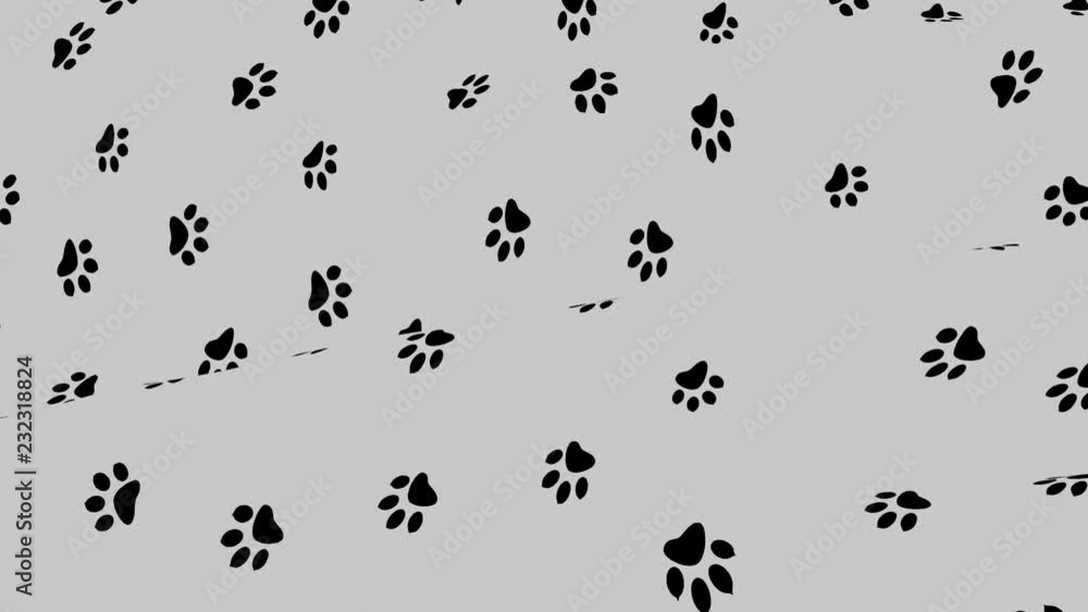 Background animation of cloth with a pattern of paw prints. Abstract fabric swaying waves. Background animation of cloth with a pattern of paw prints. Abstract fabric swaying waves.