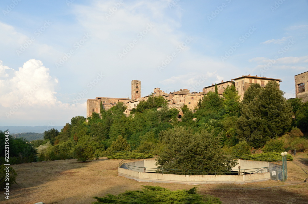 Colle di Val d'Elsa Italian town in Tuscany, View of the town of Colle di Val d'Elsa in Italy, History, italy, province, architecture, urban, bricks, stone, houses, trees, summer, hiking, bridge,