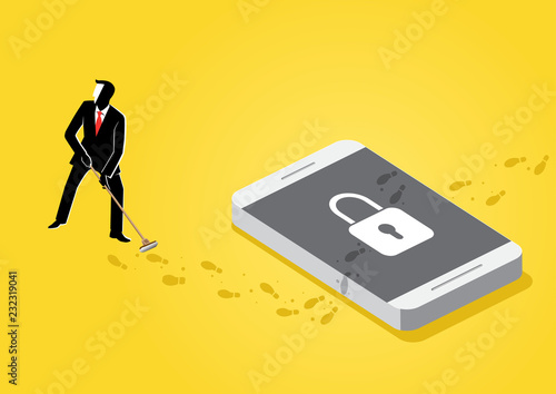 Businessman and shoe prints