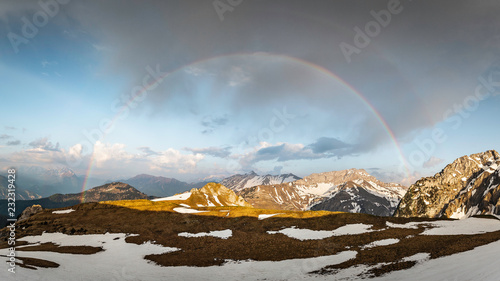 Rainbow over French Alps, Parc naturel rí©gional du Massif des Bauges, Chatelard-en-Bauges, Rhone-Alpes, France photo