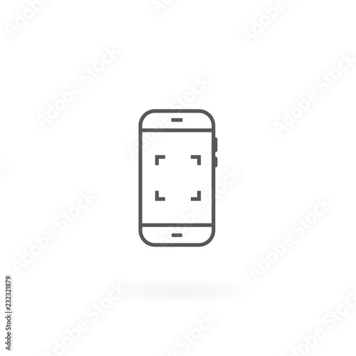 Smartphone icon. Mobile phone icon in thin line icon. Smartphone with screenshot symbol
