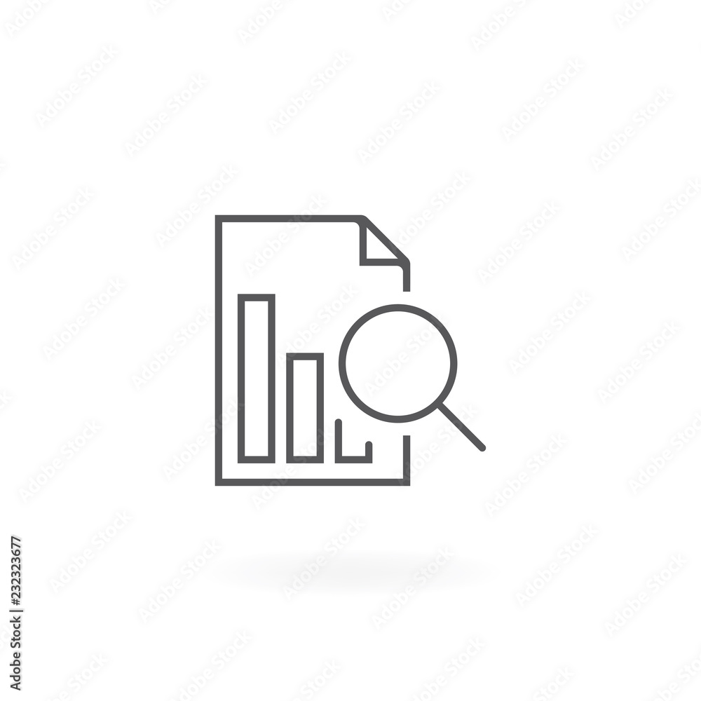 Financial analysis icon. Data analysis, Analytic report icon. business statistics document and magnifier Financial analysis icon. Data analysis, Analytic report icon. business statistics document and magnifier