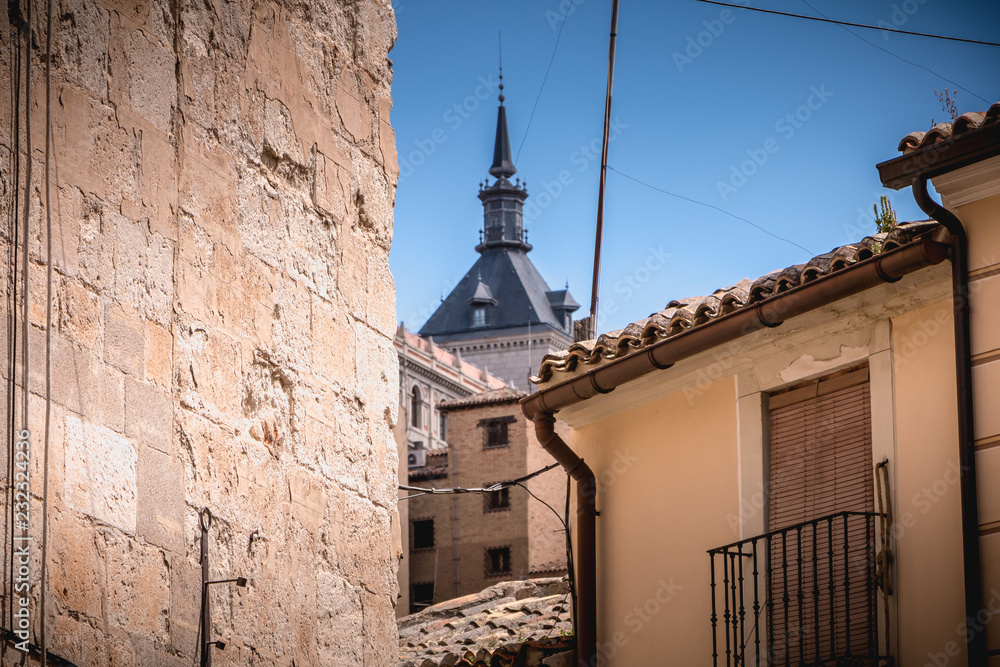 Architectural detail of houses typical of the historic city center of Toledo