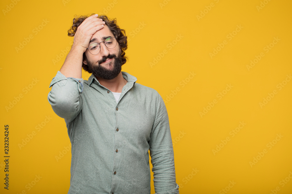 Fotografie young bearded businessman expressing a concept