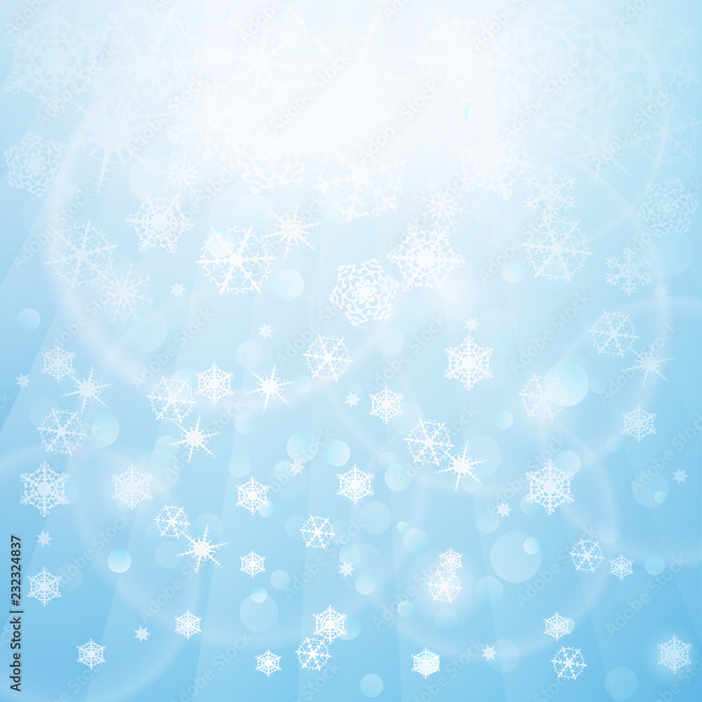 Abstract blue white background with snowflakes. Winter vector illustration. Abstract blue white background with snowflakes. Winter vector illustration.
