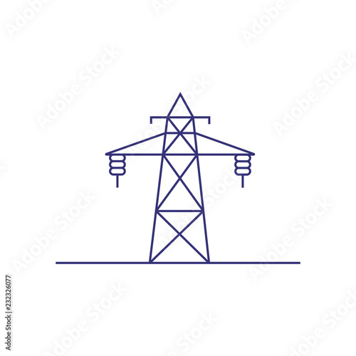 Power transmission tower line icon. High voltage, power station, electricity. Factory concept. Vector illustration can be used for topics like energy, industry, engineering