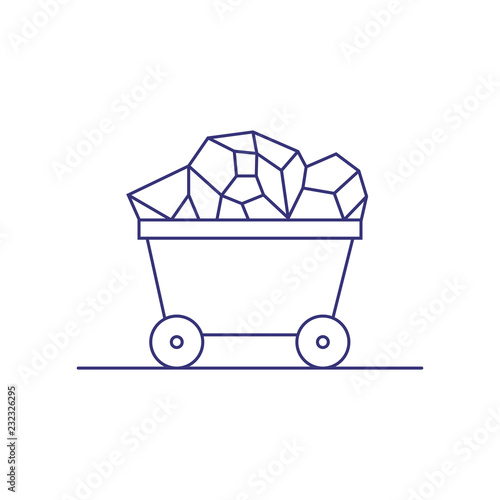 Trolley with coal line icon. Coal mining, treasure, mineral. Extraction concept. Vector illustration can be used for topics like industry, metallurgy, transportation