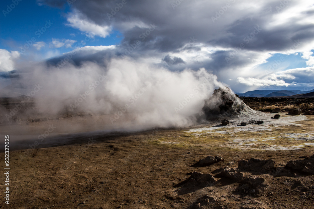 Fumarole at the geothermal / volcanic area Hverarönd Hverir at Lake Myvatn Region, Iceland