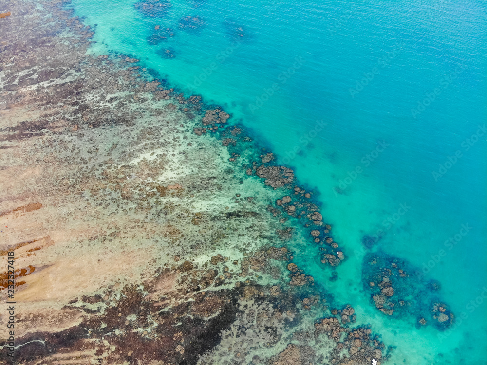 Obraz premium Sea and boat beach coast aerial view