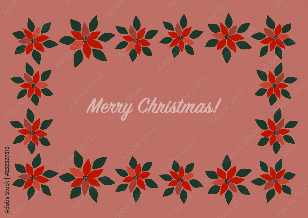 Merry Christmas クリスマス ポインセチア イラスト フレーム Stock Vector Adobe Stock