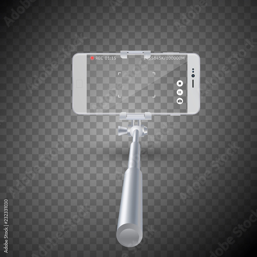 Vector illustration of Monopod Selfie stick with smartphone