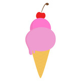 Ice cream with cherry. Vector illustration. EPS 10.