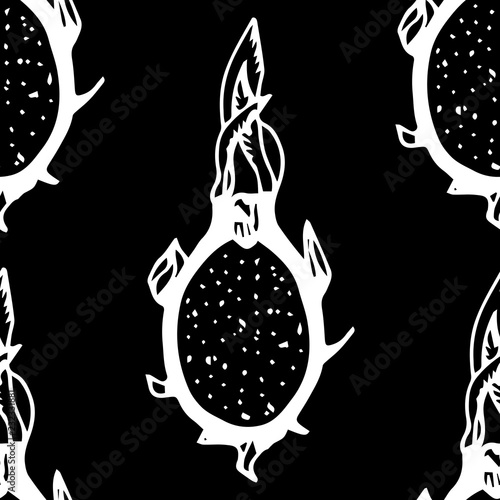 pitaya, pitahaya tropical fruit seamless pattern