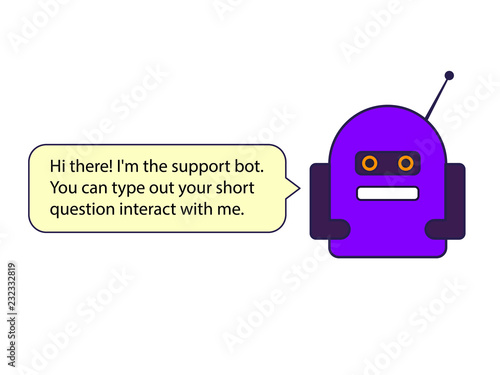 The blue chat bot illustration. This is the vector.
