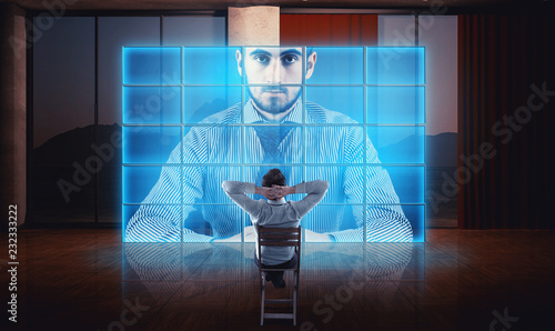 Online video call on a hologram