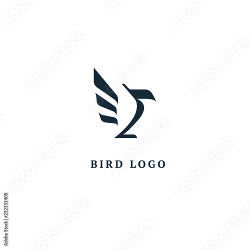 Free Download Bird silhouette logo. Vector abstract minimalistic illustration flying fowl. Eagle, falcon icon. Zoo, pet shop, farm, bird feather, wild nature vector flat style logotype modern. - GFXLoad