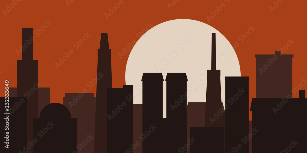 Modern City Skyline Sunrise Vector illustration