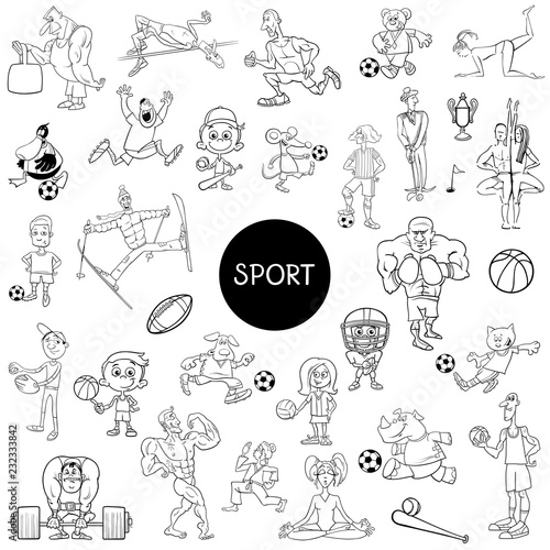 black and white people and sports cartoons
