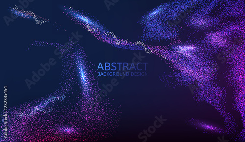 Glowing particles liquid dynamic flow. Trendy cover design. vector