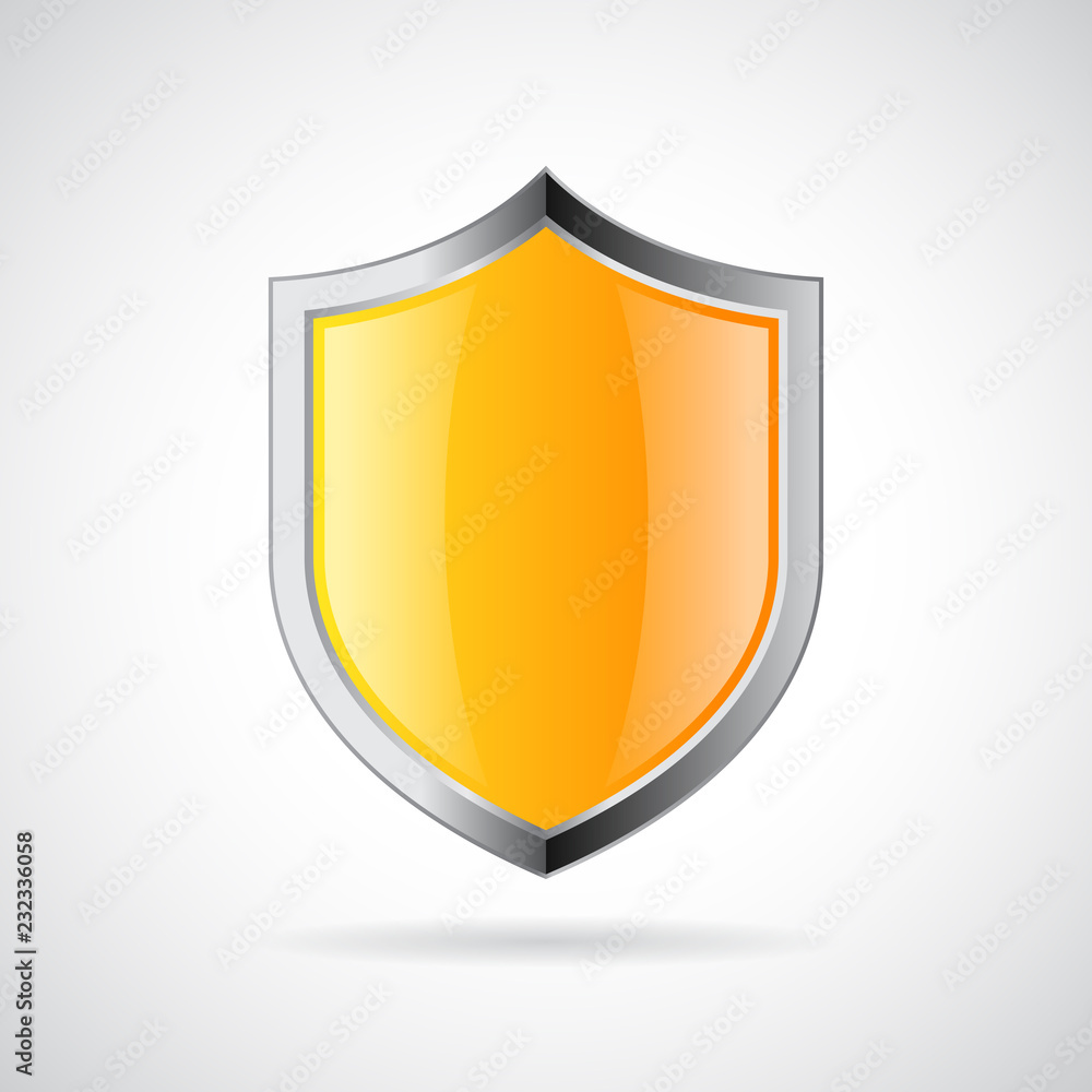 Yellow glass shield vector icon Yellow glass shield vector icon
