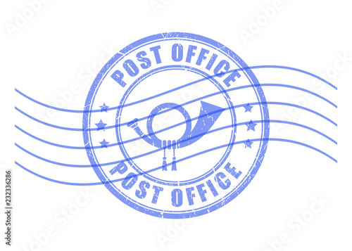 Post office blue ink stamp