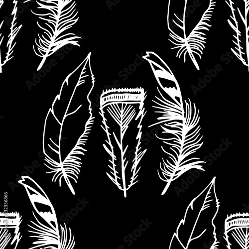 Photography Mockingjay feather seamless pattern hand drawn sketch