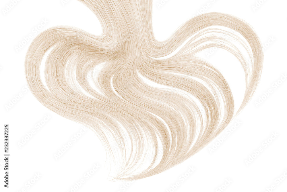 Blond hair in shape of heart, isolated on white background Blond hair in shape of heart, isolated on white background
