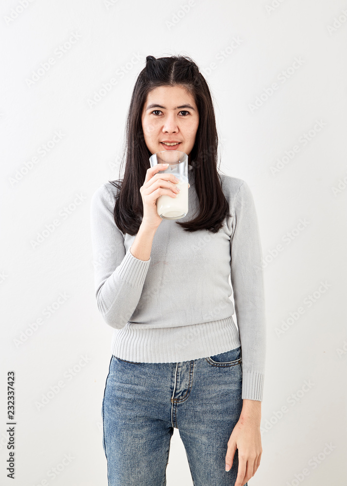 Woman Drinking Glass Of Fresh Milk Woman Drinking Glass Of Fresh Milk