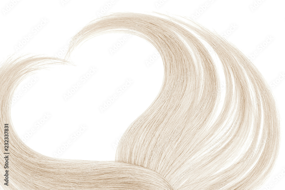 Blond hair in shape of heart, isolated on white background Blond hair in shape of heart, isolated on white background