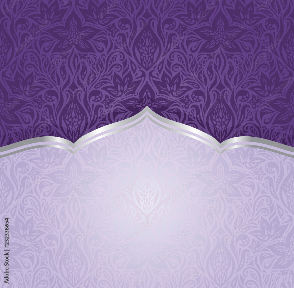 Violet purple Floral  vintage seamless pattern background  design trendy fashion  invitation design with copy space