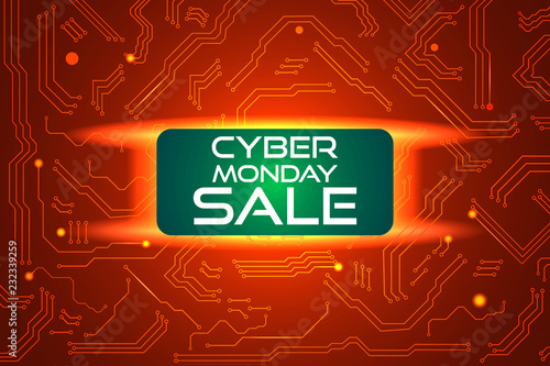 Sale technology banner for cyber monday event. Vector art for your sale promotion. photo