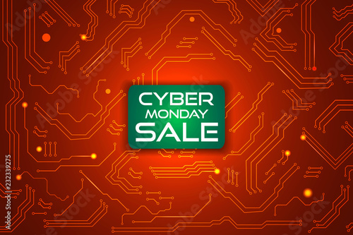 Sale technology banner for cyber monday event. Vector art for your sale promotion. photo