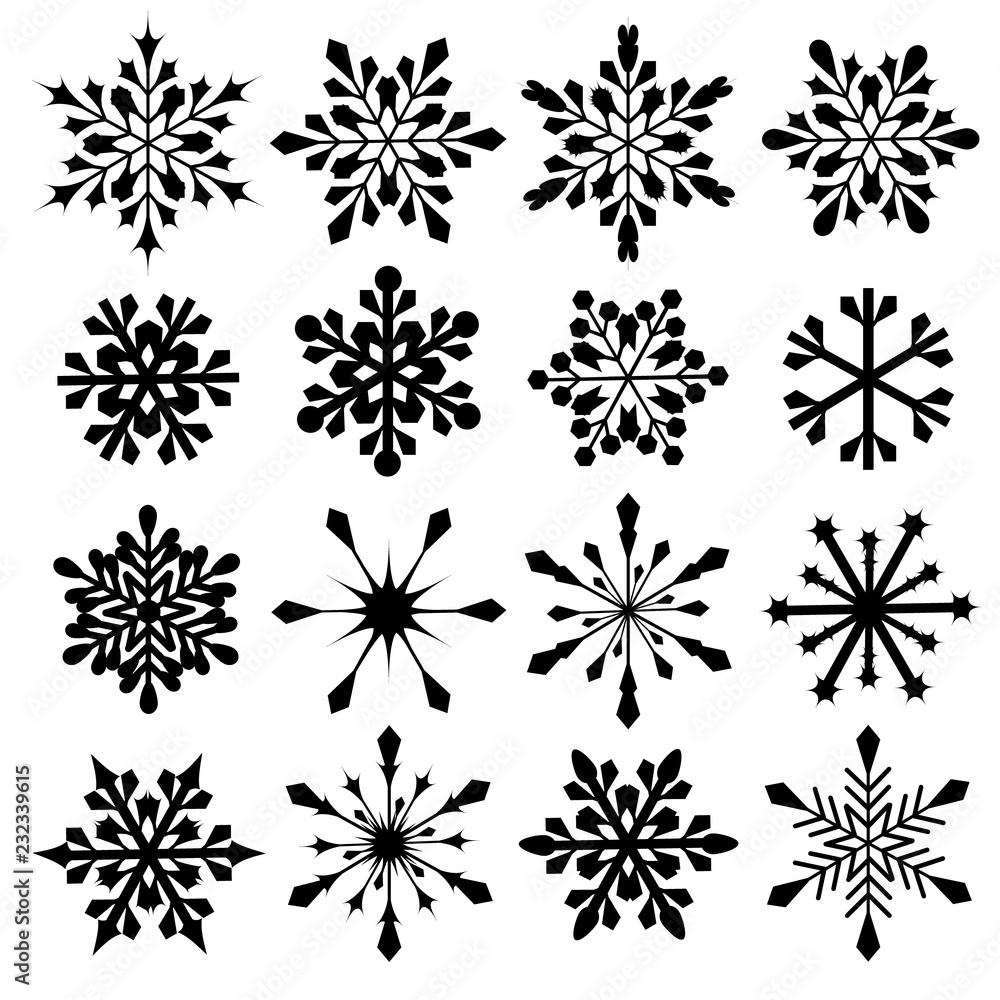 Snowflakes vector collection. Winter snow icons. New Year and Christmas decorations. Snowflakes vector collection. Winter snow icons. New Year and Christmas decorations.