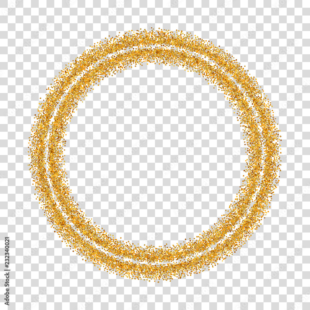 Gold circle glitter frame. Golden confetti dots round, white ...