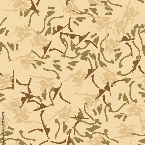 UFO military camouflage seamless pattern in different shades of beige, brown and green colors © Ko_Te
