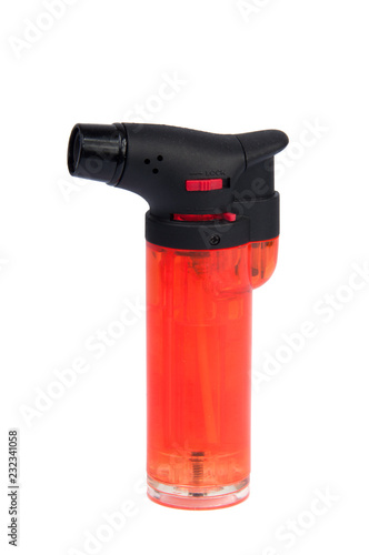 orange gas lighter isolated on the white