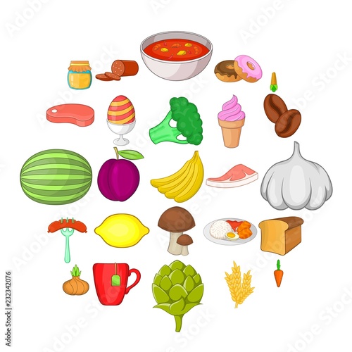 Ration icons set. Cartoon set of 25 ration vector icons for web isolated on white background