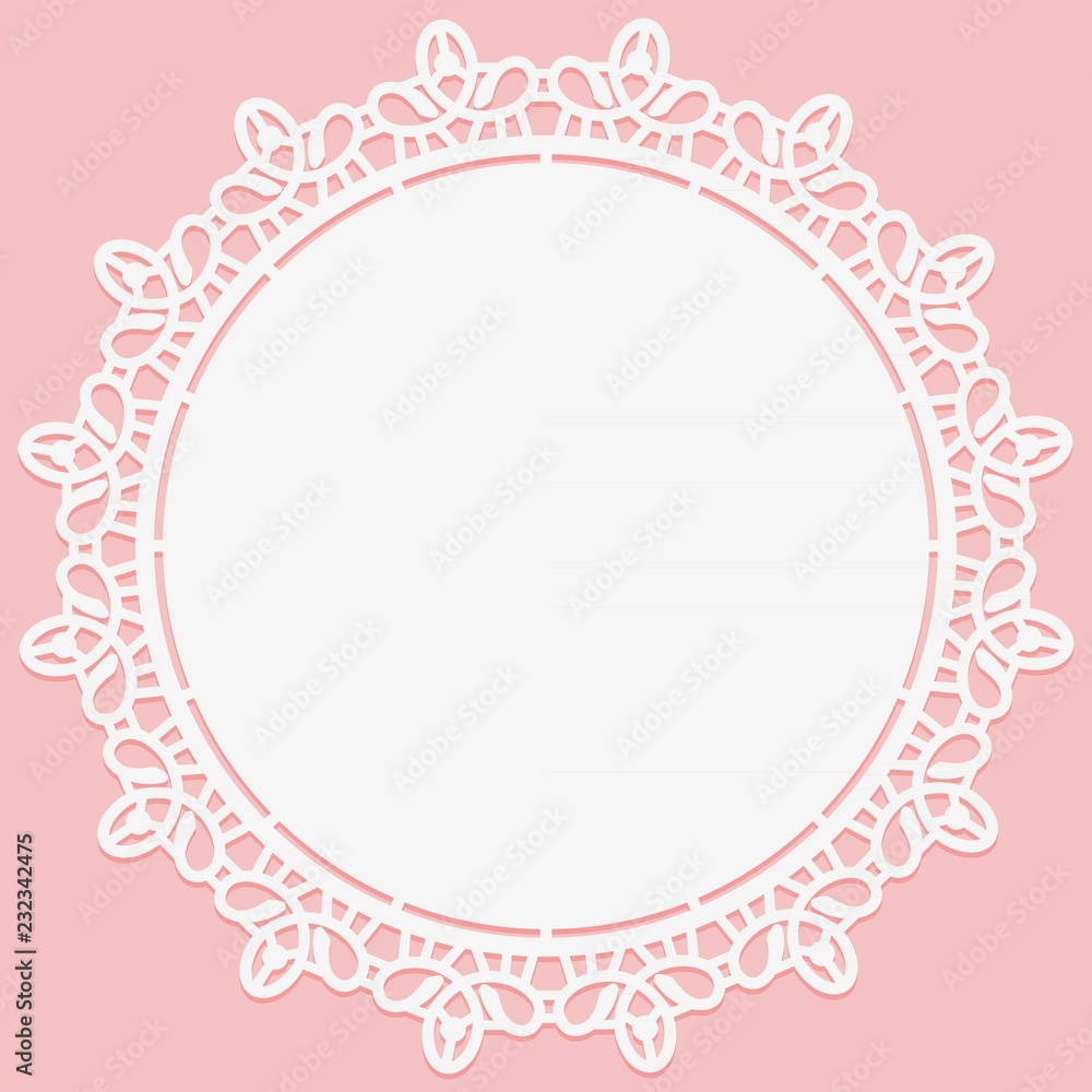 Openwork lace round doily. Suitable for laser cutting