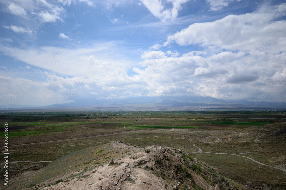 Ararat mountain hidden in clouds