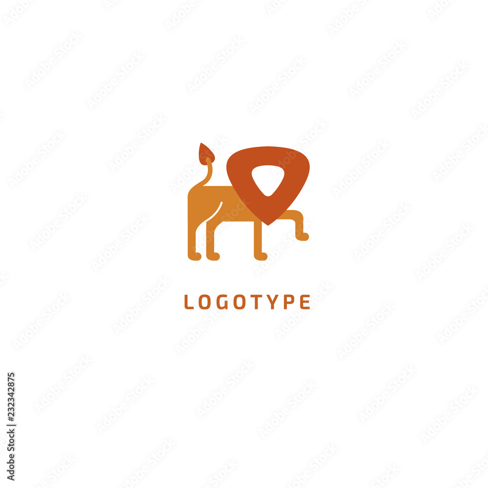 Lion silhouette logo. Vector abstract minimalistic illustration leo. Pride icon. Safari, savanna, zoo, animal vector flat style logotype modern.
